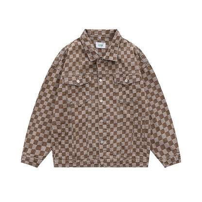 Men's And Women's Matching Checked Jean Jacket
