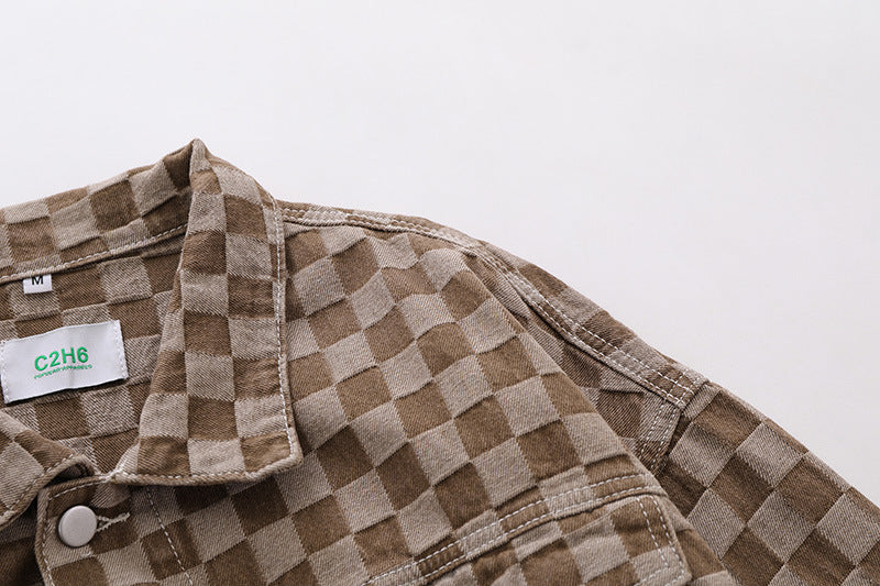 Men's And Women's Matching Checked Jean Jacket